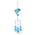 CoTa Global Blue Dolphin Hanging Sea Glass Wind Chime 27.36 Inch Nautical Glass Windchime Outdoor Decor for a Harmonic Porch Patio & Garden Unique Beach Art Indoor Wind Chime Window Mobile