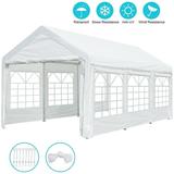 10 x 20 FT Heavy Duty Carport Car Canopy Garage Shelter Tent with Removable Window Sidewalls and Doors White