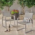 Adley Outdoor Wicker Dining Chairs with Aluminum Frame Set of 2 Dark Gray Gray