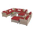 Bowery Hill 13 Piece Modern Wicker/Fabric Outdoor Sofa Set in Terracotta Orange