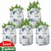 Lighthouse Grow Bags 5-Pack Hand Drawn Beach Heavyduty Fabric Pots with Handles for Plants 2 Sizes Blue White by Ambesonne