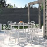 LeisureMod Devon Modern Aluminum Outdoor Dining Chair set of 4 in White