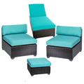 4 Piece Patio Sofa Set with Lounger and Ottoman in Aruba