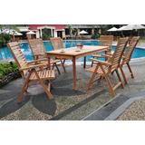 Teak Dining Set:6 Seater 7 Pc - 83 Rectangle Table And 6 Ashley Reclining Arm Chairs Outdoor Patio Grade-A Teak Wood WholesaleTeak #WMDSAS8