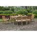 Teak Dining Set: 8 Seater 9 Pc: 117 Double Extensions Rectangle Dining Table 2 Arm/Captain & 6 Armless Arbor Stacking Chairs Outdoor Patio Grade-A Teak Wood WholesaleTeak #WMDSAB32
