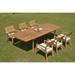 Grade-A Teak Dining Set: 6 Seater 7 Pc: 118 Double Extension Rectangle Table And 6 Vellore Stacking Arm Chairs Outdoor Patio WholesaleTeak #WMDSWVm