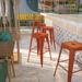 Emma + Oliver Commercial Grade 30 H Backless Distressed Red Metal Indoor-Outdoor Barstool