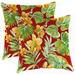 Jordan Manufacturing 18 x 18 Beachcrest Poppy Red Floral Square Outdoor Throw Pillow (2 Pack)