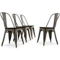 BELLEZE Metal / Wood Dining Chairs [Set of 4] - Alexander (Brown)