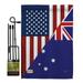 Breeze Decor BD-FS-GS-108392-IP-BO-D-US16-BD 13 x 18.5 in. US Australia Friendship Flags of the World Impressions Decorative Vertical Double Sided Garden Flag Set with Banner Pole