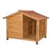 TRIXIE natura Lodge Elevated Weatherproof Wooden Medium Outdoor Dog House w/ Covered Porch Brown