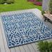 GDF Studio Alfonso Outdoor Geometric 8 x 11 Area Rug Navy and Ivory