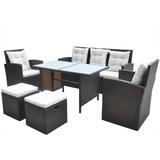 vidaXL Patio Dining Set Patio Table and Rattan Chair Outdoor Furniture Set