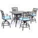 Hanover Traditions 5-Piece Aluminum Outdoor High-Dining Set Square Cast-Top Table 4 Swivel Rockers