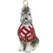 Grey Schnauzer In Red Sweater Polish Glass Christmas Ornament Pet Dog Poland New