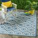 Safavieh Courtyard Amelia Geometric Indoor/Outdoor Area Rug 6 7 x 9 6 Blue/Beige