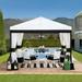 Sunjoy Stockton Collection 10 ft. x 10 ft. Black and White Steel Gazebo with Mosquito Netting