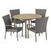 GDF Studio Culatra Outdoor Acacia Wood and Wicker 5 Piece Dining Set Gray