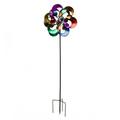 Plow & Hearth Colorful Gala 4-Blade Solar Wind Spinner for Gardens