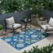 GDF Studio Tilda Outdoor Floral 5 x 8 Area Rug Blue and Green