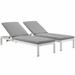 Shore Chaise with Cushions Outdoor Patio Aluminum Set of 2 Silver Gray