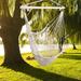 Ktaxon Hammock Cotton Swing Camping Hanging Rope Chair Wooden Beige White Outdoor Patio