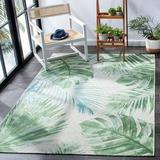 SAFAVIEH Barbados Distressed Palm Leaves Outdoor Area Rug 4 x 6 Green/Teal