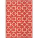 SAFAVIEH Courtyard Archimedes Geometric Circle Indoor/Outdoor Area Rug 2 7 x 5 Red/Bone