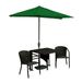 Blue Star Group Terrace Mates Daniella All-Weather Wicker Java Color Table Set w/ 7.5 -Wide OFF-THE-WALL BRELLA - Green Olefin Canopy