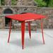 Emma + Oliver Commercial Grade 31.5 Square Red Metal Indoor-Outdoor Table