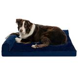 FurHaven Pet Products Plush & Velvet Memory Foam Deluxe L-Chaise Pet Bed for Dogs & Cats - Deep Sapphire Large