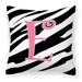 Carolines Treasures CJ1037-EPW1414 Letter E Initial Zebra Stripe and Pink Fabric Decorative Pillow 14Hx14W multicolor