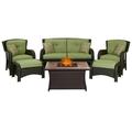 Hanover Strathmere 6 Pcs Wicker Fire Pit Chat Set Cilantro Green