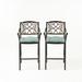 GDF Studio Lovell Outdoor Cast Aluminum 28.5 Inch Barstools with Cushion Set of 2 Shiny Copper and Teal