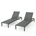 Miller Outdoor Aluminum Chaise Lounge with Dark Grey Mesh Seat Set of 2 Grey