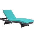 Modern Contemporary Urban Design Outdoor Patio Balcony Chaise Lounge Chair Blue Rattan