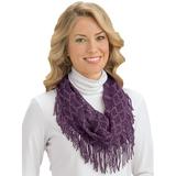 Soft Crochet Knit Infinity Scarf with Tassel Fringe - Dress Up Any Outfit With This Warm Accent Purple