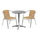 Bowery Hill 3 Piece Round Patio Bistro Set in Aluminum and Beige