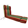 Jordan Manufacturing 72 x 22 Westport Teal Multicolor Stripe French Edge Outdoor Chaise Lounge Cushion with Ties and Hanger Loop