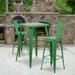Flash Furniture Commercial Grade 4 Pack 30 High Green Metal Indoor-Outdoor Barstool with Removable Back