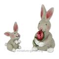 Miniature Rabbit Family 2 Piece Set for Miniature Garden Fairy Garden