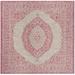 SAFAVIEH Courtyard Avi Traditional Indoor/Outdoor Area Rug 6 7 x 6 7 Square Light Grey/Fuchsia