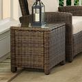 Crosley Furniture Bradenton Wicker / Rattan Patio End Table in Brown