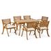 GDF Studio Baia Outdoor Acacia Wood 7 Piece Dining Set Teak