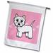 3dRose Cute Cartoon West Highland Terrier - Westie Dog on Pink Paw Prints - Garden Flag 12 by 18-inch