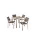 GDF Studio Crested Bay Outdoor Aluminum and Wicker 5 Piece Dining Set Gray Tempered Glass and Silver