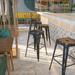 Emma + Oliver Commercial Grade 30 H Backless Distressed Black Metal Indoor-Outdoor Barstool