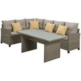 Amelia 3-Piece Outdoor Conversation Set with Deep Seating Sectional and Chow Table Gray