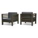 GDF Studio Cascada Outdoor Acacia Wood Club Chairs with Cushions Set of 2 Gray and Dark Gray