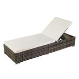 Ktaxon Outdoor Wicker Chaise Chair Rattan Sunbed for Indoor and Outdoor Modern Chaise Lounge Chair Gray With Cushion
